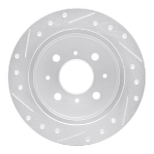 Acura Integra Brake Rotor (1) - Rear Right - R1 Concepts - Drilled & Slotted - Silver - `88-`01